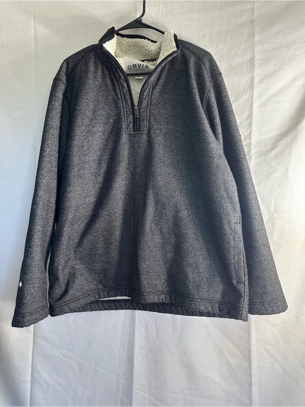Orvis Men's Charcoal Zip-Up Sherpa Collar Pullover